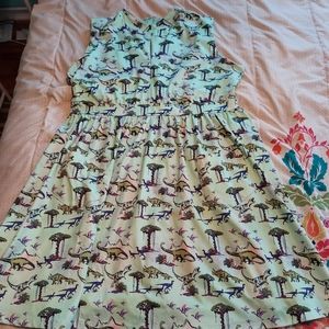 Lindy Bop 5xl Mint Green Satin Dino print 50s  dress